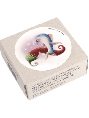 Verpackung des pikanten Sardinen-Mousse von José Gourmet mit Sardine und Chili Illustration